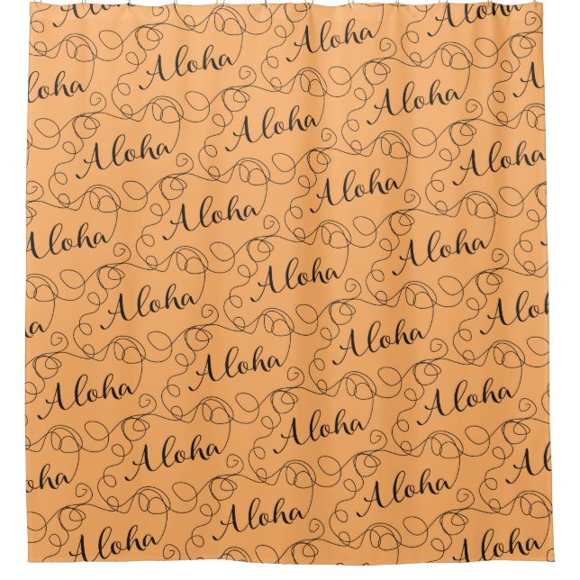 Cortina Para Chuveiro Padrão uniforme em preto ALOHA com LINHAS (Frente)