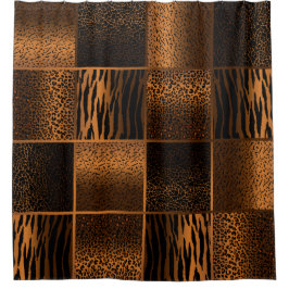 Cortina Para Chuveiro Padrões de animais Safari em Ouros profundos