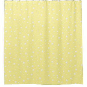 Cortina Para Chuveiro Pale Amarelo e White Stars Celestial Céu