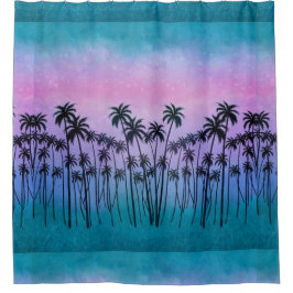 Cortina Para Chuveiro Palmeiras de tartaruga-púrpura