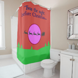 Cortina Para Chuveiro Papais noeis Noturnos de Natal Lua Rosa-Rosa-Rosa