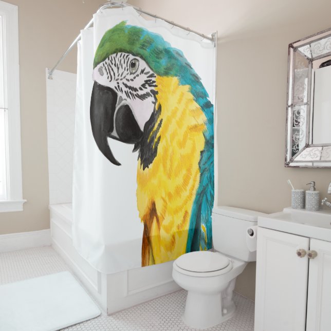 Cortina Para Chuveiro Pássaro de papagaio tropical (In Situ)