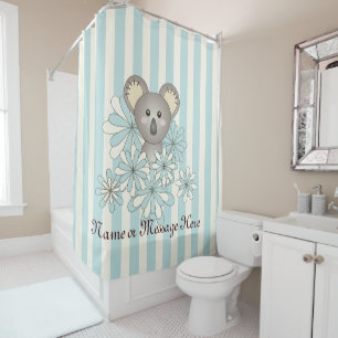 Cortina Para Chuveiro Pasta Azul Fita Cartoon Bonito Filhos Koala