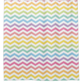 Cortina Para Chuveiro Pastel Rainbow Chevron