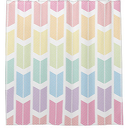 Cortina Para Chuveiro Pastel Rainbow Chevron Arrows