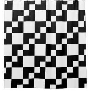 Cortina Para Chuveiro Patchwork Domino - Preto e Branco