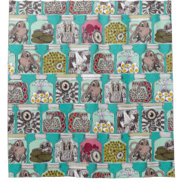 Cortina Para Chuveiro picles azuis