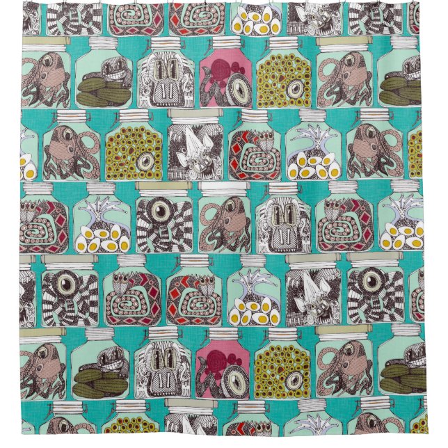 Cortina Para Chuveiro picles azuis (Frente)