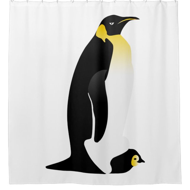 Cortina Para Chuveiro Pinguim com seu bebê (Frente)