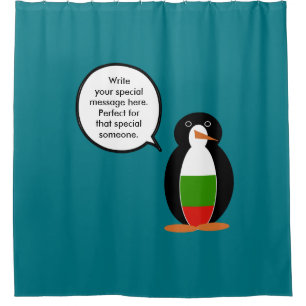 Cortina Para Chuveiro Pinguim Senhora Búlgara Falante Personalizada