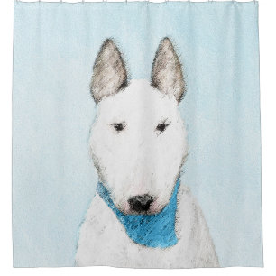 Cortina Para Chuveiro Pintura Bull Terrier - Arte Cachorro Original Boni
