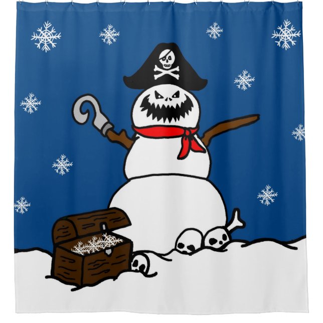 Cortina Para Chuveiro Pirata de Natal Snowman (Frente)