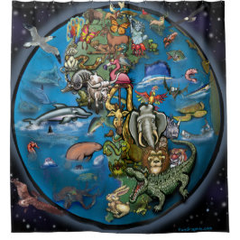 Cortina Para Chuveiro Planeta Animal