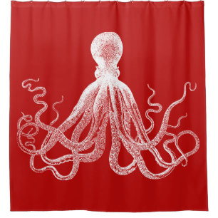 Cortina Para Chuveiro Polvo vermelho de Kraken