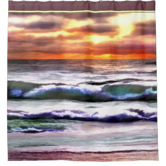 Cortina Para Chuveiro Por do sol impressionante do oceano na praia