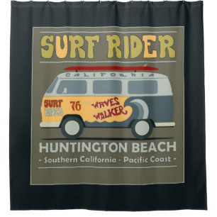 Cortina Para Chuveiro Poster de Huntington Beach do cavaleiro do surf