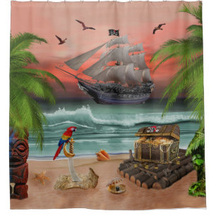 CORTINA PARA CHUVEIRO PROCURA DO TESOURO DOS PIRATAS
