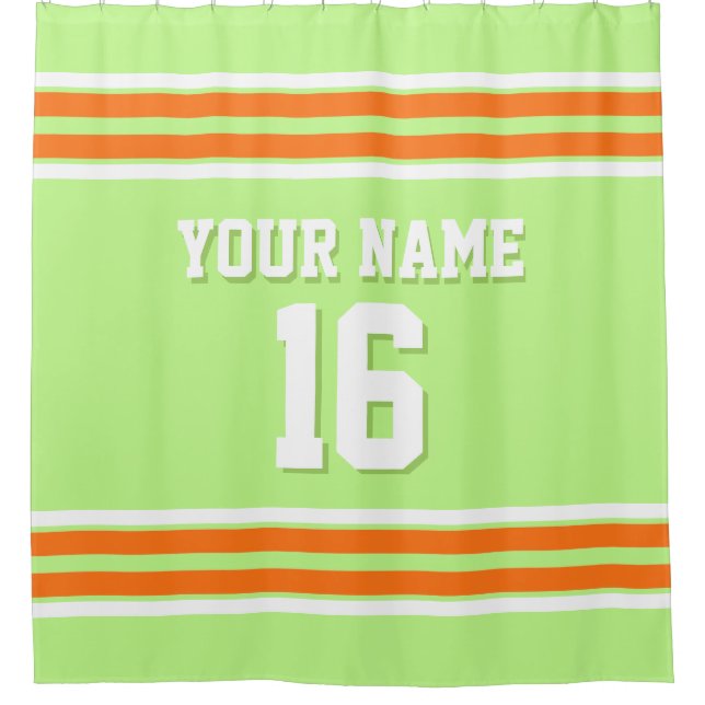 Cortina Para Chuveiro Pumpkin Orange White Stripes Sports Jersey (Frente)