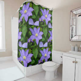 Cortina Para Chuveiro Purple e Yellow Clematis