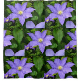 Cortina Para Chuveiro Purple e Yellow Clematis