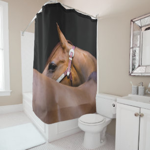 Cortina Para Chuveiro Quarto cavalo com fundo preto
