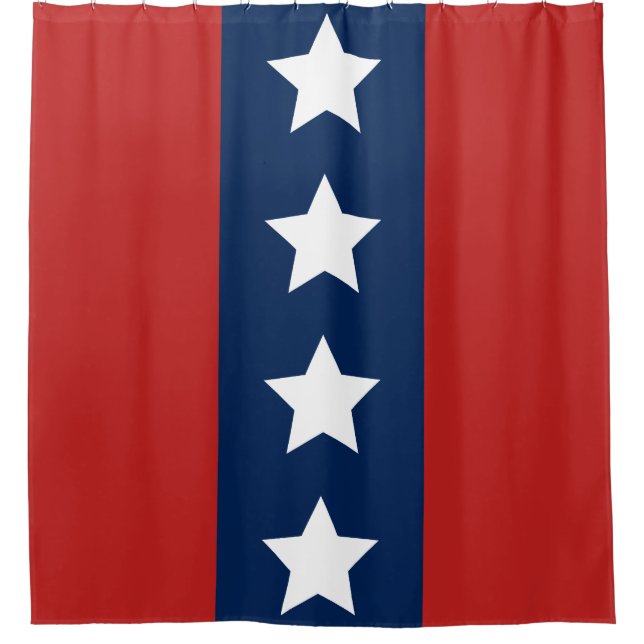 Cortina Para Chuveiro Red White e Blue-Stripes (Frente)