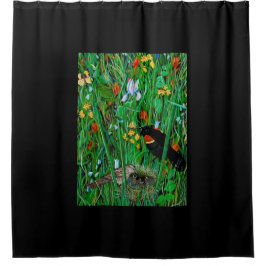 Cortina Para Chuveiro Red Wing Blackbird Chá Cortina