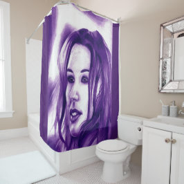 Cortina Para Chuveiro Retrato original de Pessoas roxas