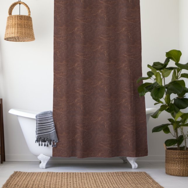 Cortina Para Chuveiro Rico Brown Swirl Faux Leather (Criador carregado)