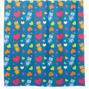 Cortina Para Chuveiro Robot Love