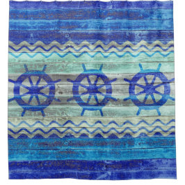 Cortina Para Chuveiro Rodas Marinhos Azuis de Recor Costeiro