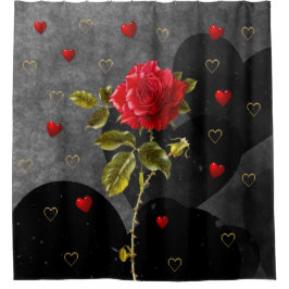 Cortina Para Chuveiro Rosa com Cornos e Corações