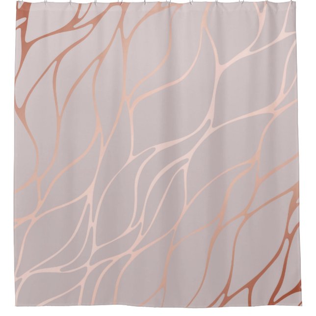 Cortina Para Chuveiro Rosa ouro, onda, linda, feminina, chique, elegante (Frente)