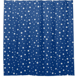 Cortina Para Chuveiro Royal Blue and White Stars Celestial Sky