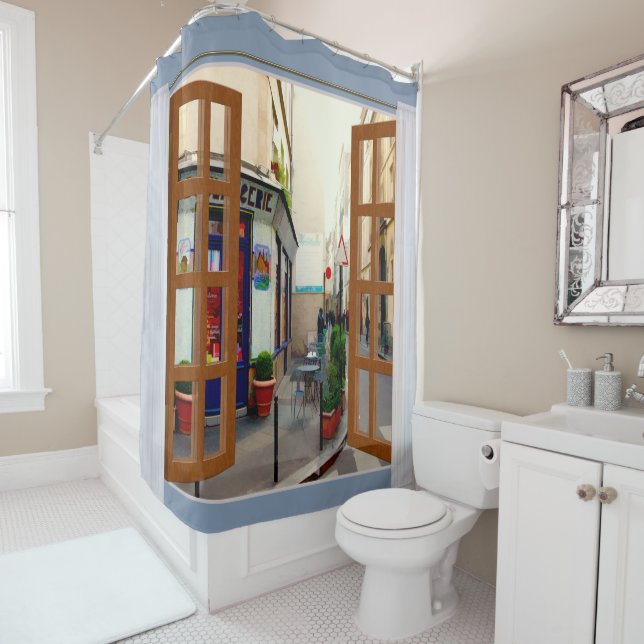 Cortina Para Chuveiro Rua dourada de Paris da opinião da janela (In Situ)