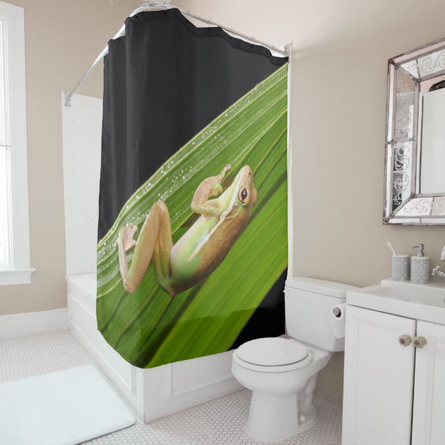 Cortina Para Chuveiro Sapo Pequeno Numa Folha (In Situ)