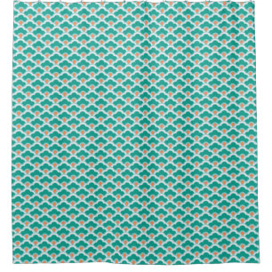 Cortina Para Chuveiro Scallops, cerceta, Aqua e coral chineses de Deco