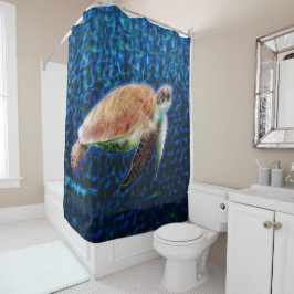Cortina Para Chuveiro Sea Turtle Hawaiai Honu Deep Blue Sea