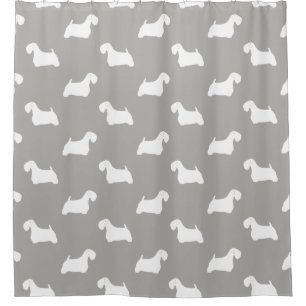 Cortina Para Chuveiro Sealyham Terrier Silhouettes Pattern