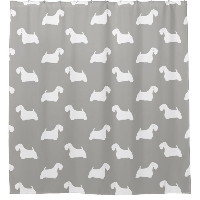 Cortina Para Chuveiro Sealyham Terrier Silhouettes Pattern (Frente)