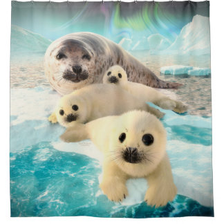 Cortina Para Chuveiro Selos cinzentos