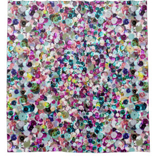 Cortina Para Chuveiro Sequins femininos Bling do falso do arco-íris