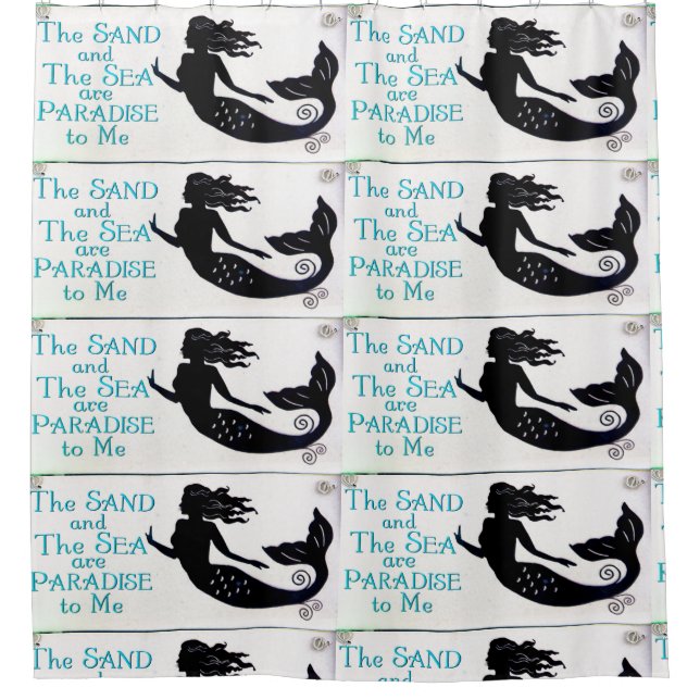 Cortina Para Chuveiro sereias, areia e natação marítima (Frente)