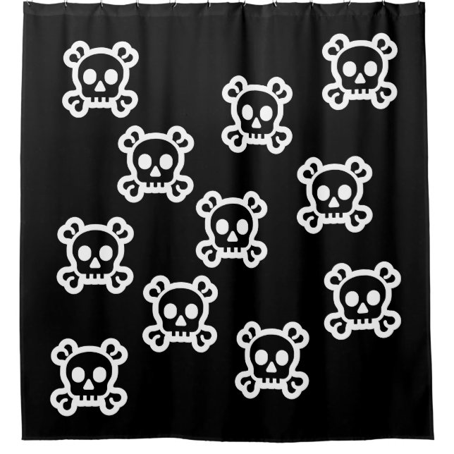 Cortina Para Chuveiro Simples símbolos - SKULL & BONES + suas ideias (Frente)