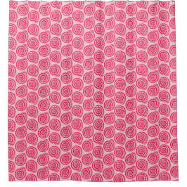 Cortina Para Chuveiro Spiral Seashell Block Impressão, Coral Rosa e Fuch