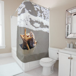 Cortina Para Chuveiro Starfish E Shell