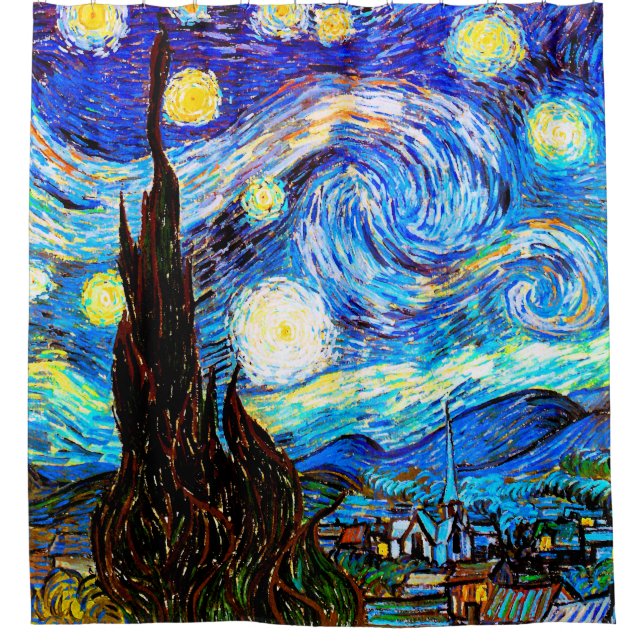 Cortina Para Chuveiro Starry Night Van Gogh Fine Art (Frente)
