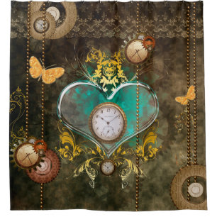 Cortina Para Chuveiro Steampunk, coração maravilhoso