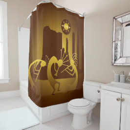 Cortina Para Chuveiro Sudoeste de Kokopelli em Bronze e Dourado