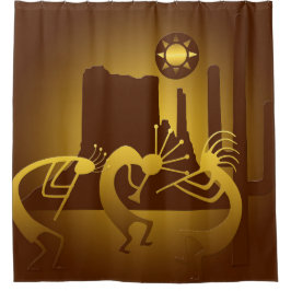 Cortina Para Chuveiro Sudoeste de Kokopelli em Bronze e Dourado